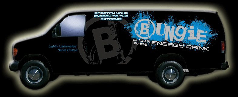 Bungie Energy Drink black truck with logo on truck